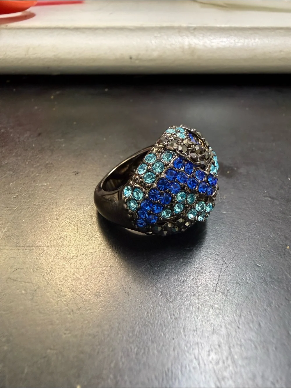 Park Lane Blue Crystal Heart Cocktail Ring
